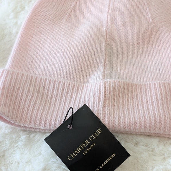 Charter Club Luxury Pink 100% Cashmere Beanie Hat NWT One Size main image 4